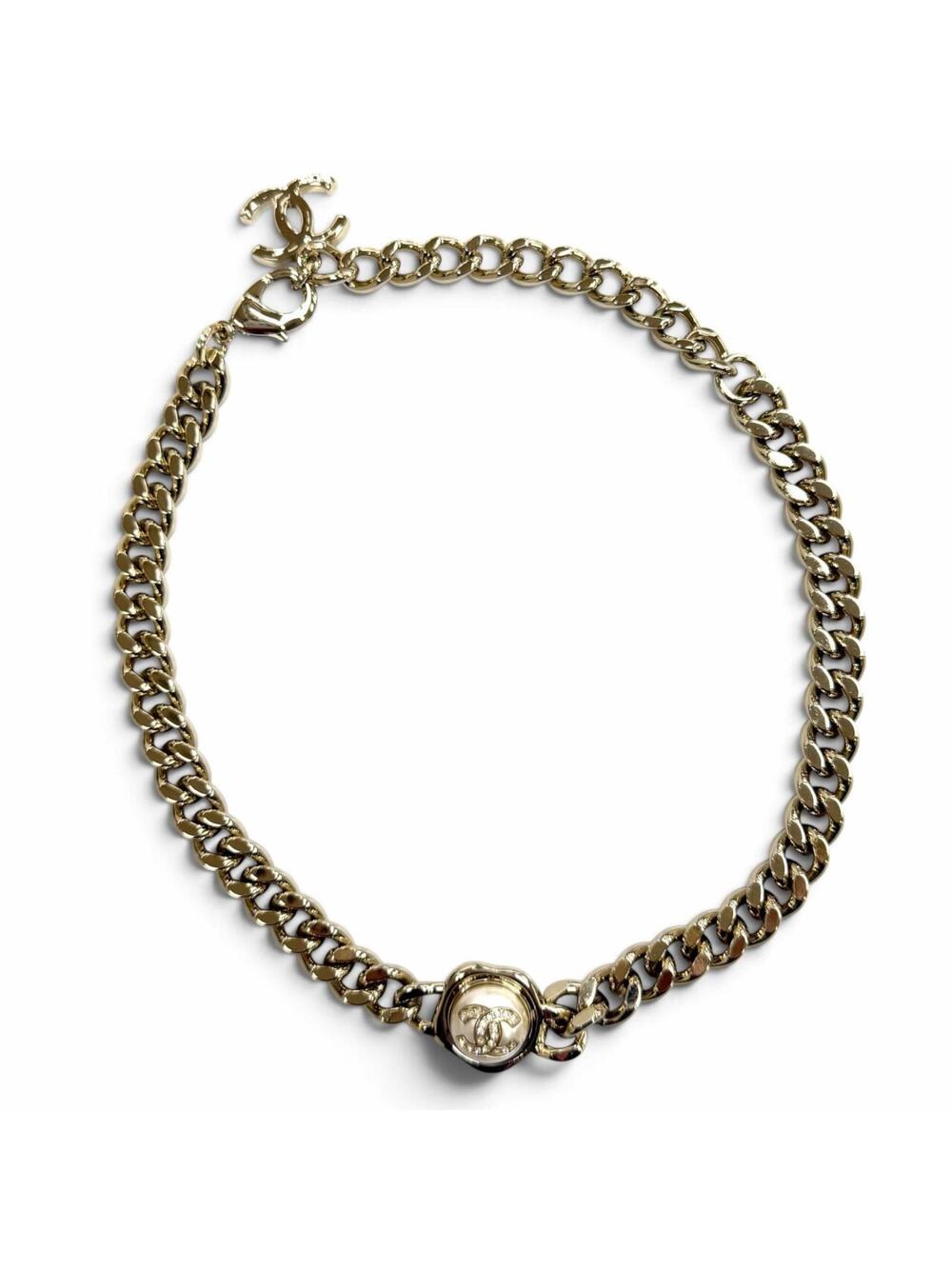 Chanel Cc Logo Necklace Gold-Tone Metal #371424C15B